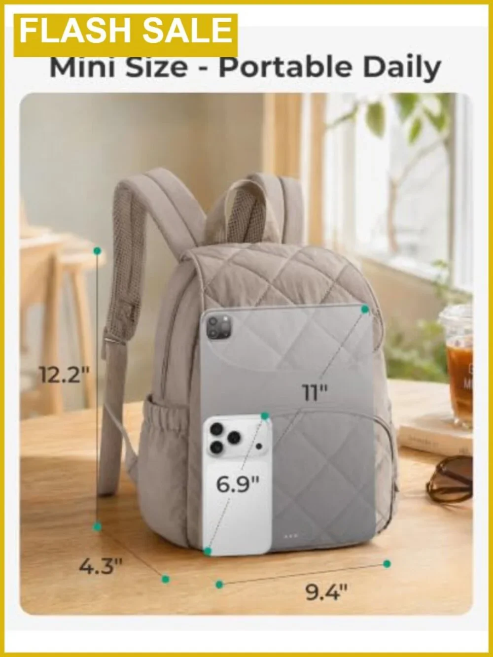 Quilted Puffer Mini Backpack Purse for Women Adjustable Straps Tablet Pocket